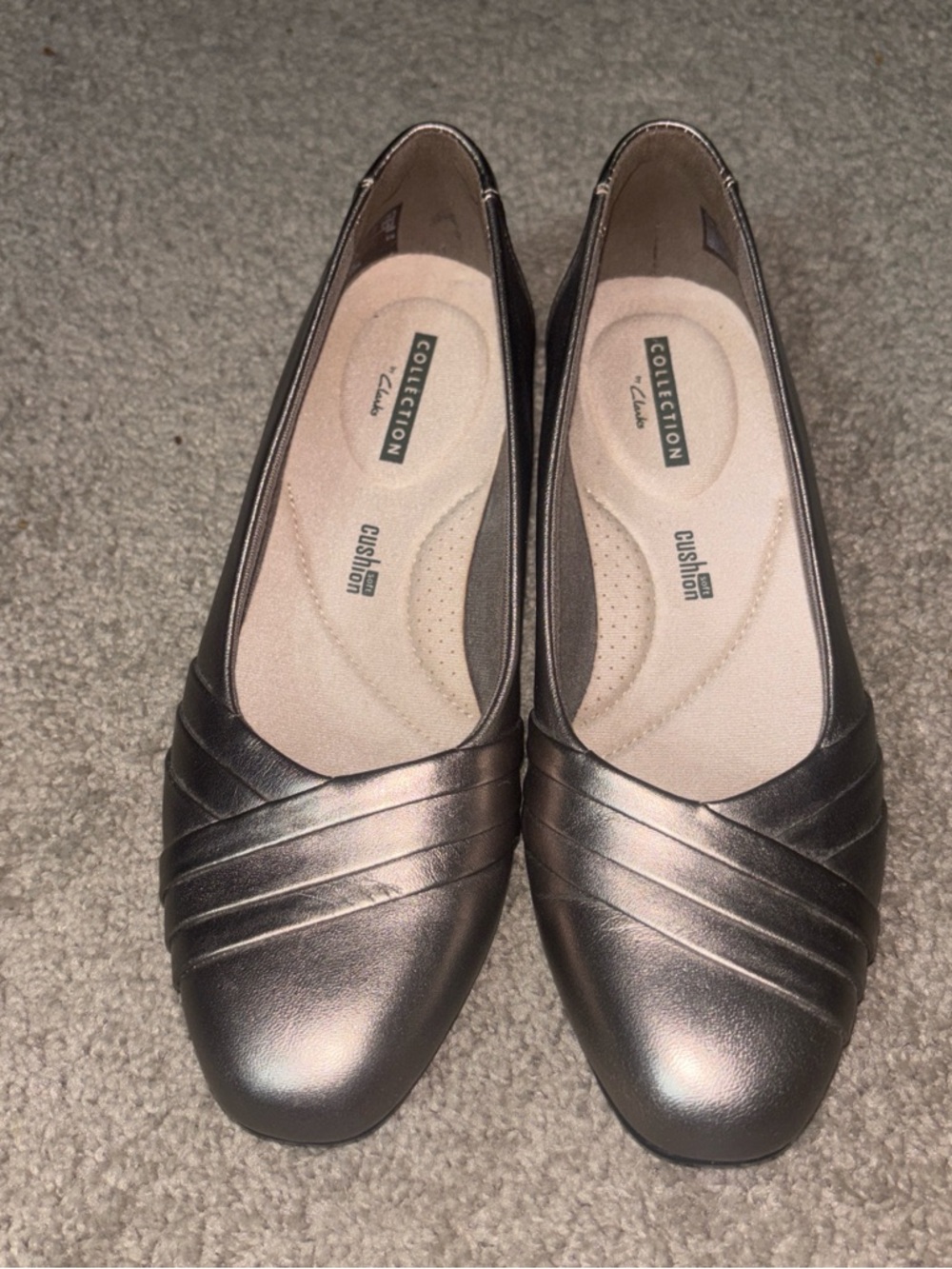 Collection B Women's Metallic Pewter Slip-On Ballet Flats